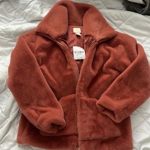 Furry cropped jacket - burnt Orange/ maybe size 11/12